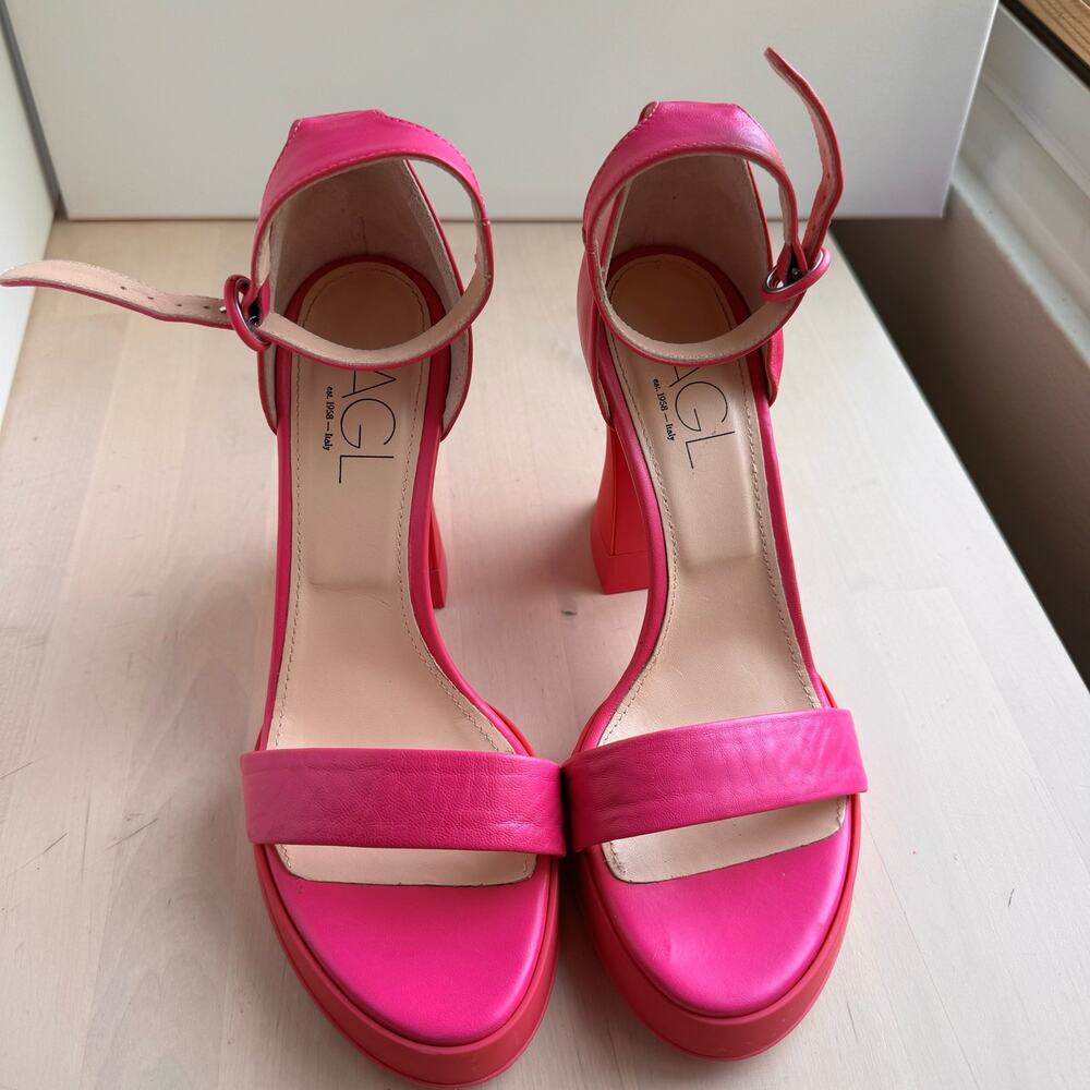 AGL Janis 110 Hot Pink Leather Platform Sandals Size 40 / US 10 - Picture 5 of 12